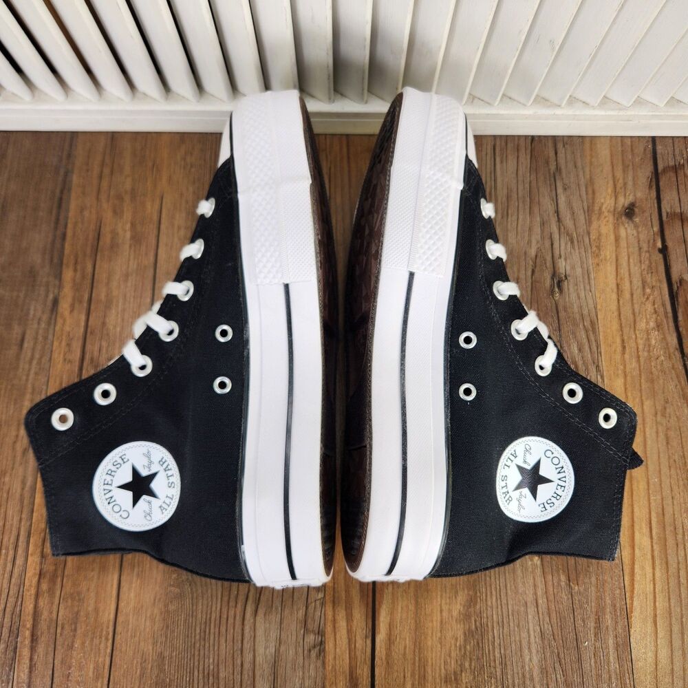 Converse CTAS Lift Hi Platform Sneakers Womens Sz 8.5 Black White Shoes 560845F - Picture 7 of 11